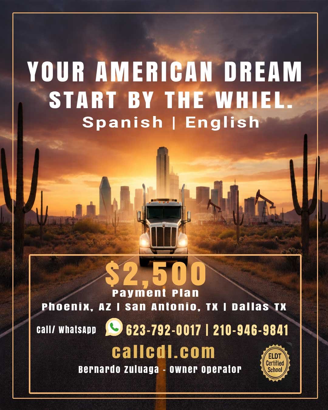 Professional training truck and students at the premier CDL school Killeen, featuring a red themed hero image for<br />
callcdl.com