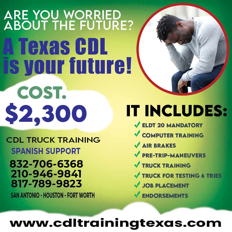 CDL school Corpus Christi TX, image show men sad for the job, phones, services