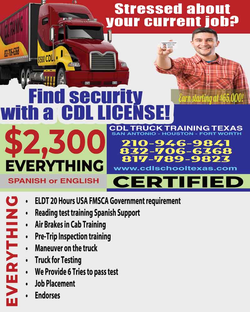 CDL Training Highland Park TX, image show Phones, the training steps, student and truck